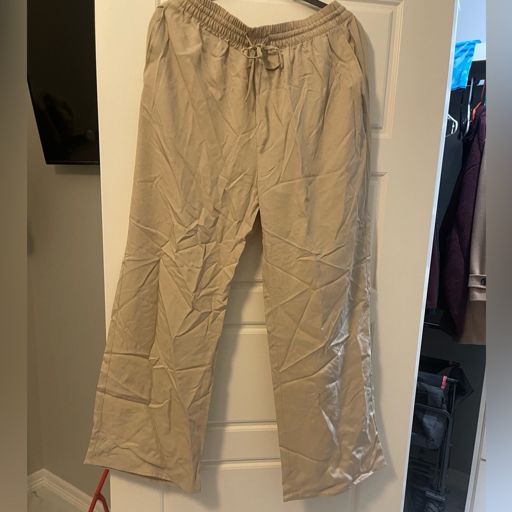 Zara High Waisted Pant Tan Brown comor Size XL NWT